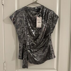 ZARA foil printed top
